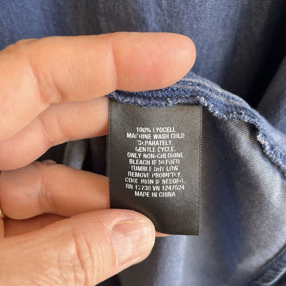 Mossimo Women Popover Lyocell Chambray Tunic Dress Size XXL Hi Low Sleeveless - Picture 7 of 9